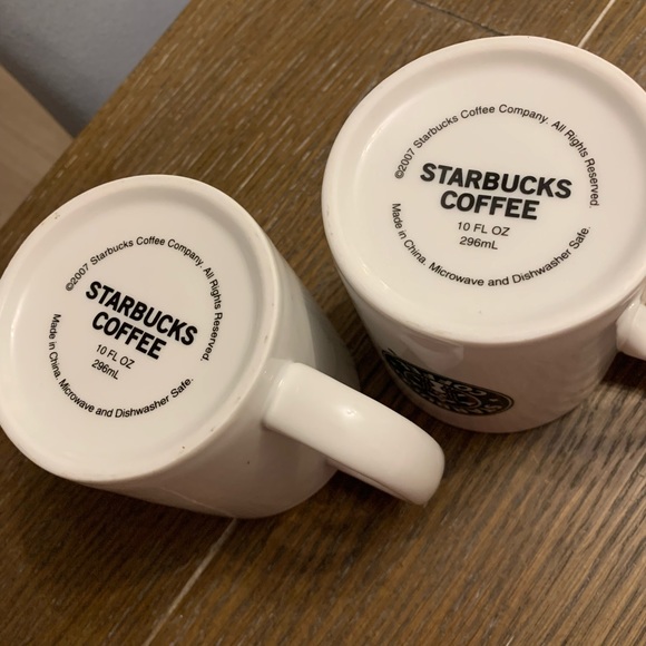 Two Starbucks Coffee Mugs 10 Fl oz White Ceramic w/Green Mermaid Logo - Picture 5 of 16